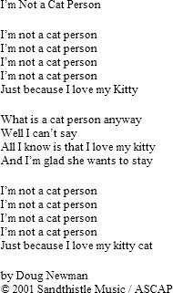 The Cat Album, Lyrics, Doug Newman, Cat Songs, Kitten Songs. Songs about Cats, Kittens